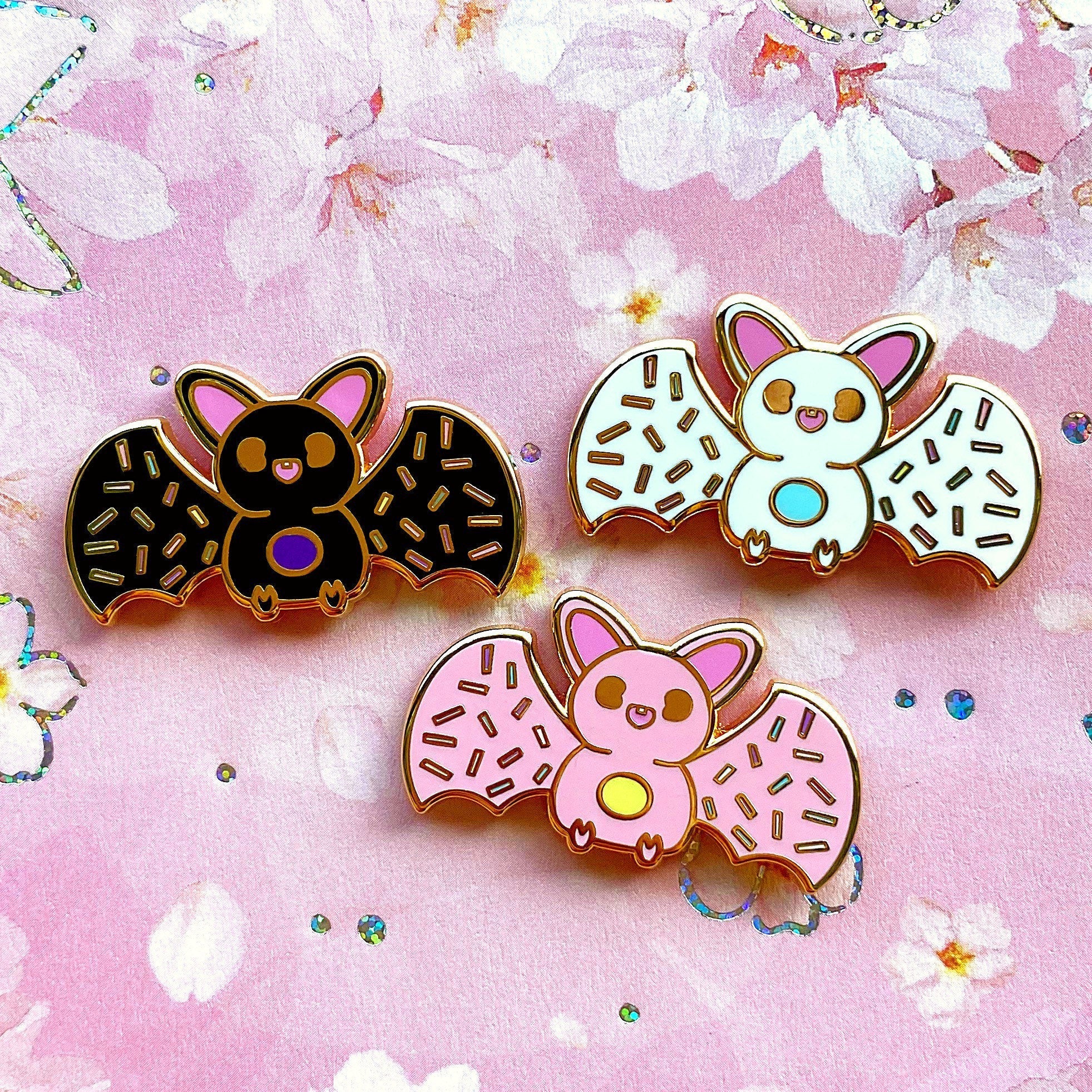 Donut Bat enamel pins
