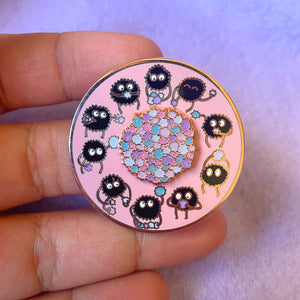 Pink soot sprite spinner pin